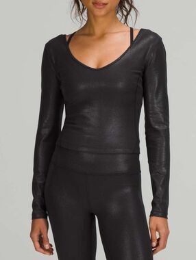 Lululemon Align Long Sleeve Shirt *Shine Radiate Foil Print Black Size 12